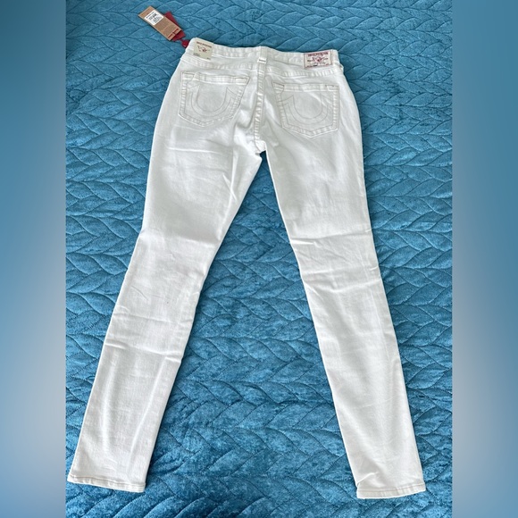 NWT True Religion “Optic White” Cream Ivory Ripped Skinny Curvy Jeans - W 31 - Picture 4 of 13